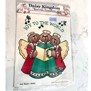 vintage 1989 Daisy Kingdom "Joy Bears" iron-on transfer Christmas-angel bear